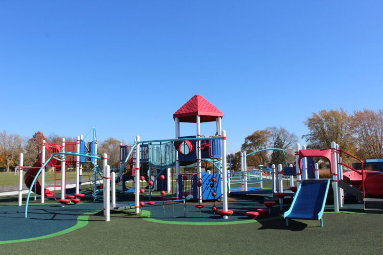 playground equipment with tower and slide features