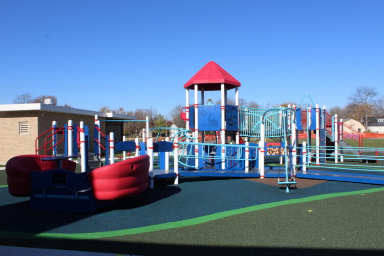 primary colored accessible playground equipment
