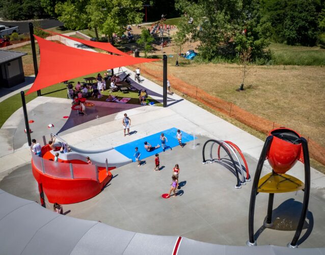 aerial view of splash pad